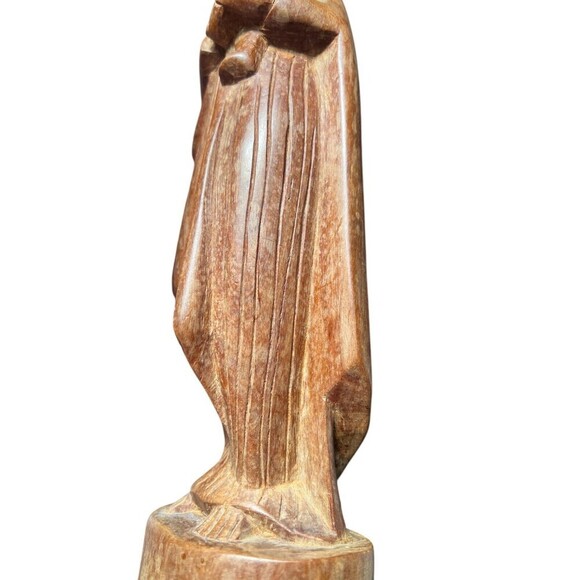 Niagara Frontier Trading Post Wood Carved Woman & Child Statue Medieval Art - Picture 3 of 11